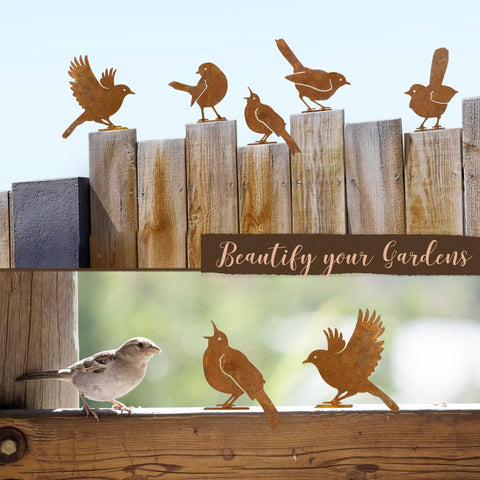 OULYDEKO rusty birds yard sculpture pair for balanced garden art
