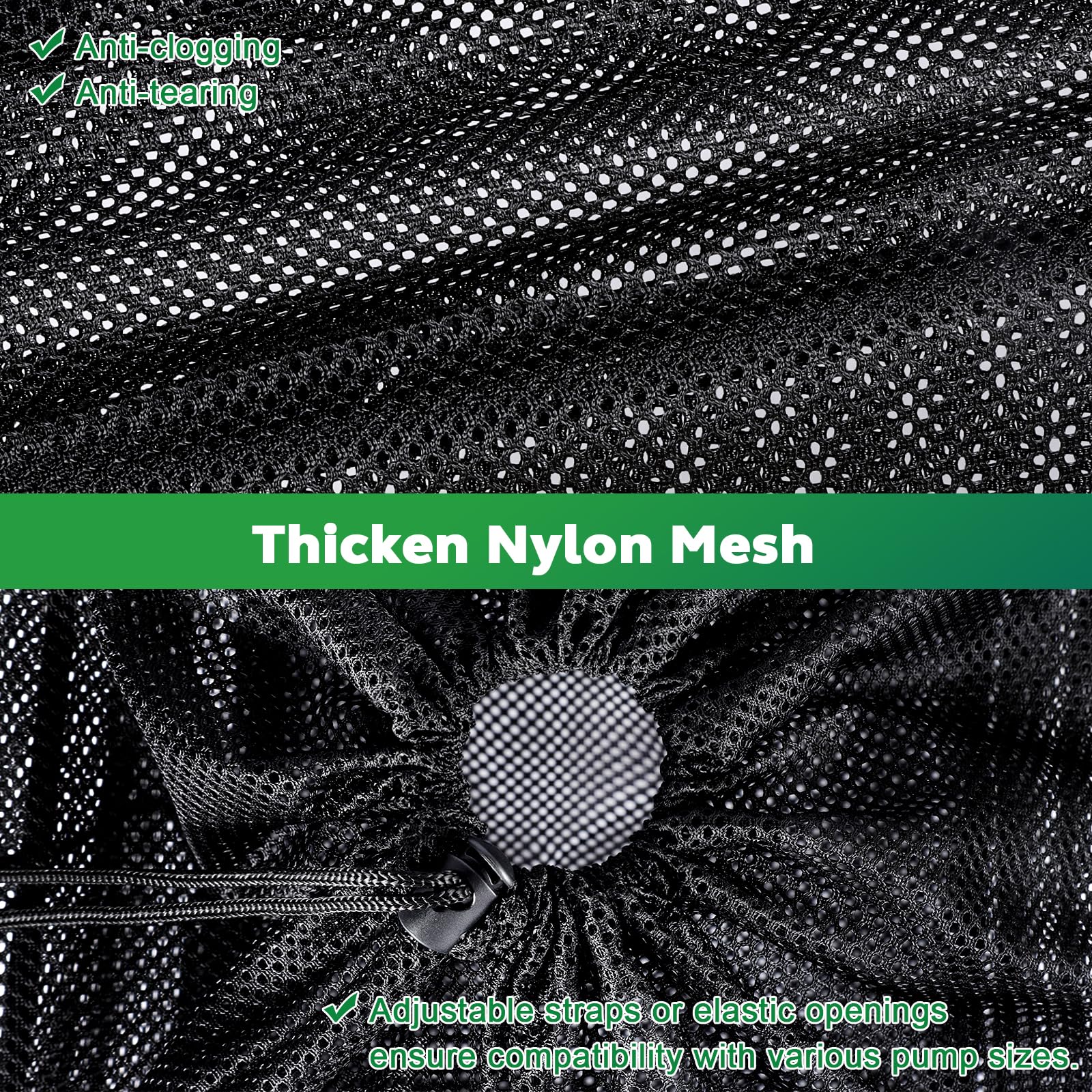 OUMEE pond filter bag with ultra-fine honeycomb mesh traps debris while letting water through