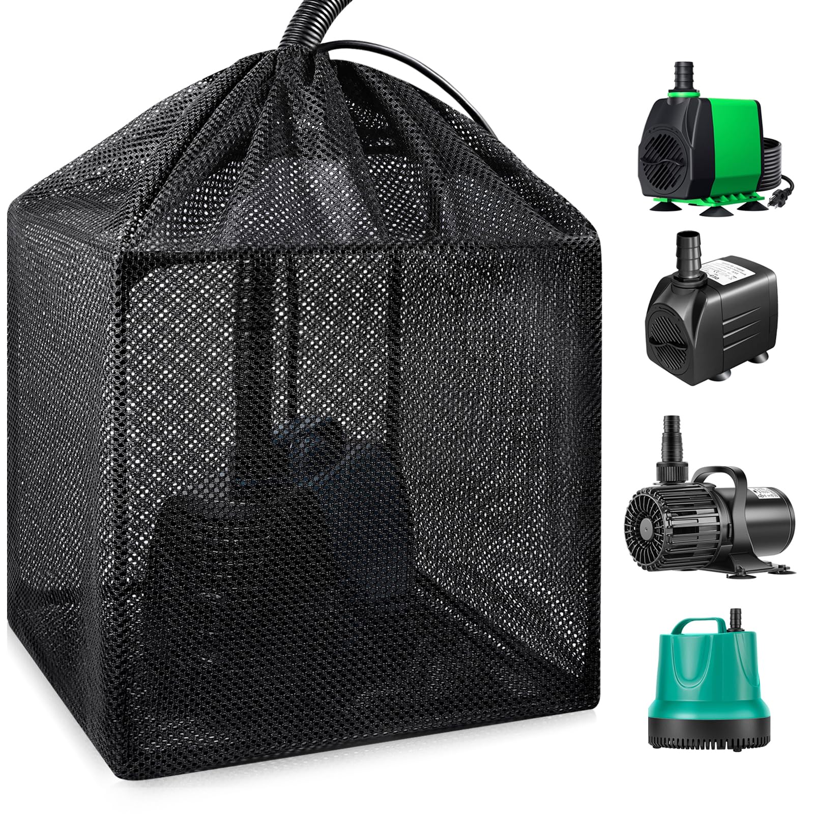OUMEE large 12.2-inch pump filter bag protecting pond pump from debris