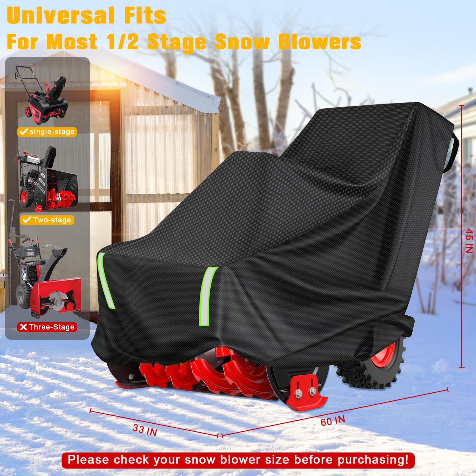 OUMEE snowblower cover with waterproof 600D Oxford cloth.