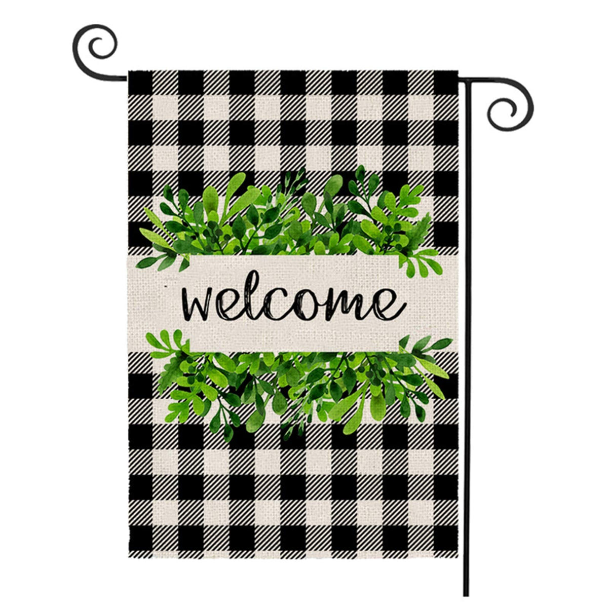 OuMuaMua garden flag with buffalo plaid wreath for outdoor decor
