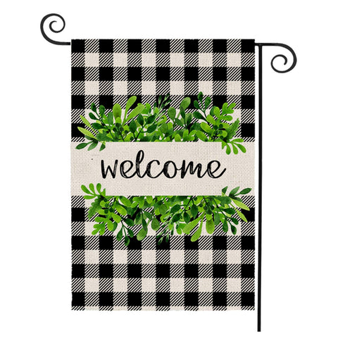 OuMuaMua garden flag with buffalo plaid wreath for outdoor decor