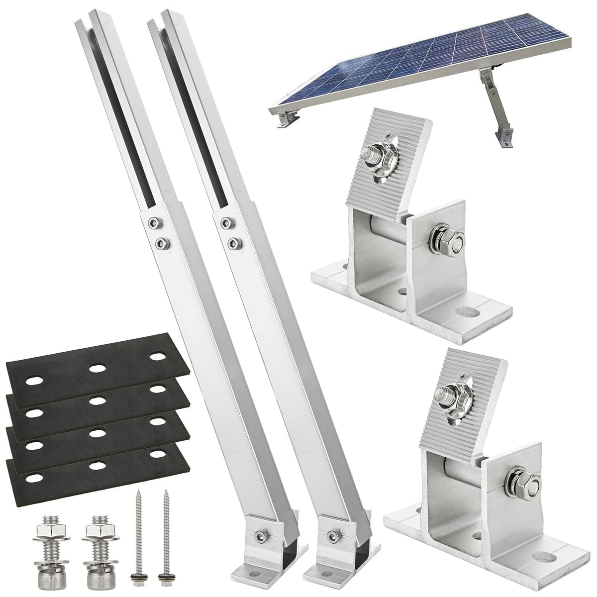 Oungy tilt-mount shows 15-30 degree angle for better sun exposure on flat surfaces.