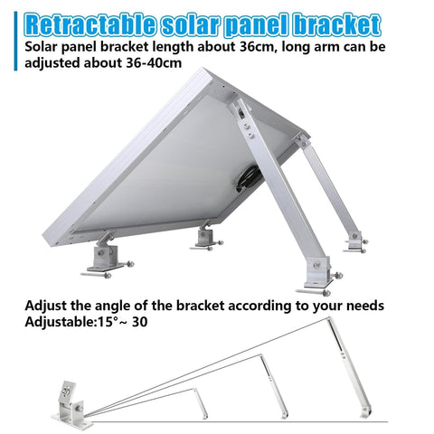 Oungy tilt-mount with extendable arms for secure RV rooftop solar use.