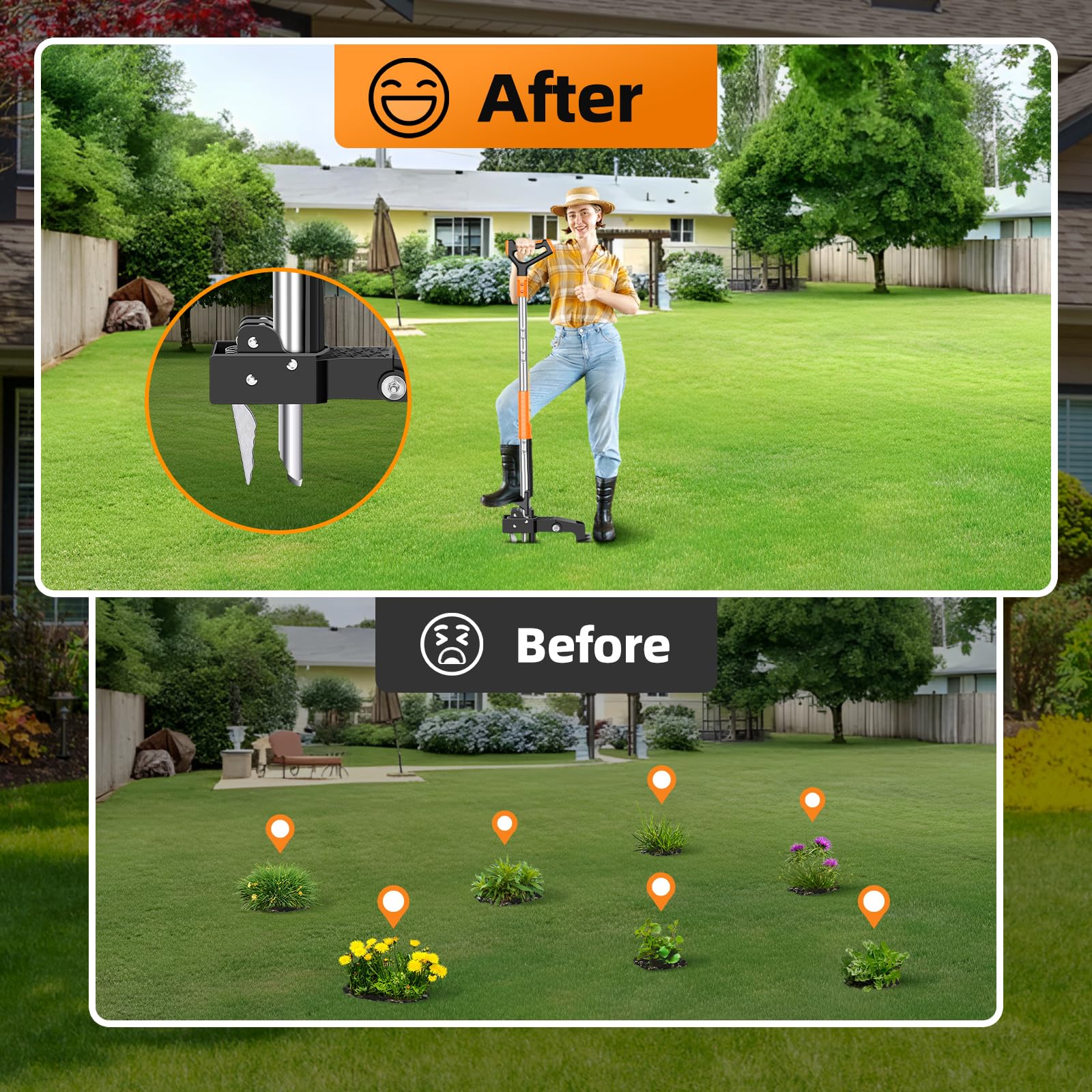 OUNIER weed puller suits lawns and garden beds for hassle-free weeding