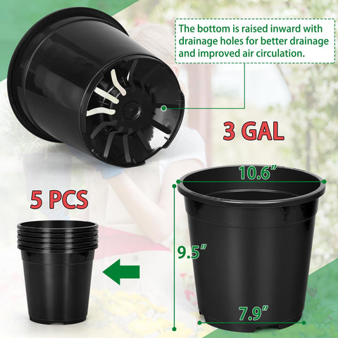 OUPSAUI 3-gallon pot side view showing sturdy design for roots.