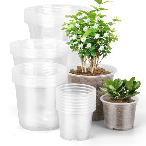 OUPSAUI 4-inch clear nursery pot with drainage holes for seedling growth