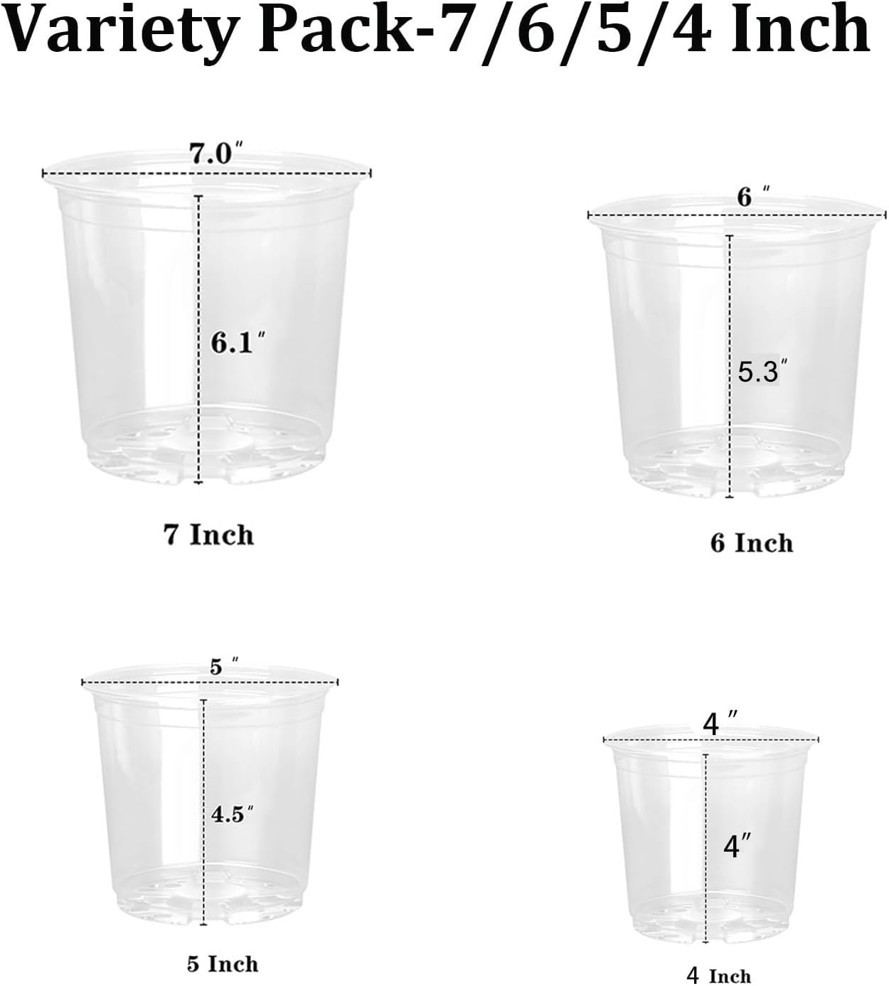 OUPSAUI 6-inch clear nursery pot with drainage holes for growth monitoring