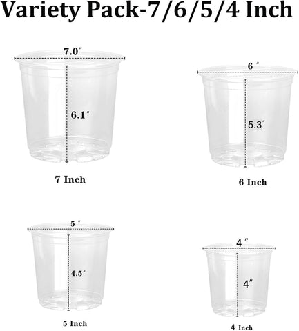 OUPSAUI 6-inch clear nursery pot with drainage holes for growth monitoring
