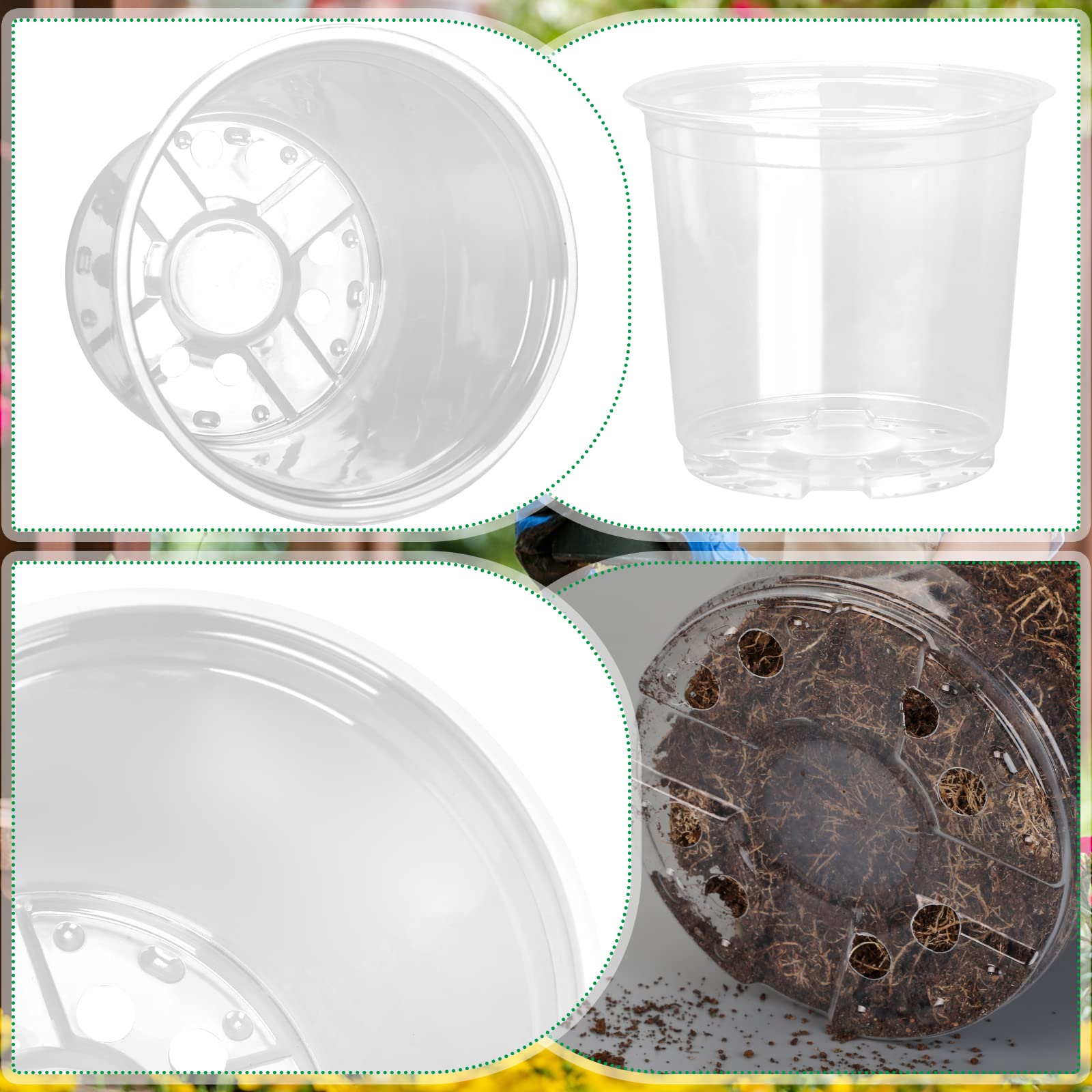 OUPSAUI 7-inch clear nursery pot with drainage holes for larger transplants