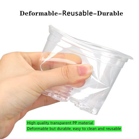 OUPSAUI clear nursery pots with drainage holes for healthy root ventilation.