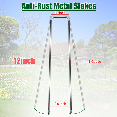 OUPSAUI garden stakes prevent weed barriers from shifting with sturdy, rust-resistant metal.