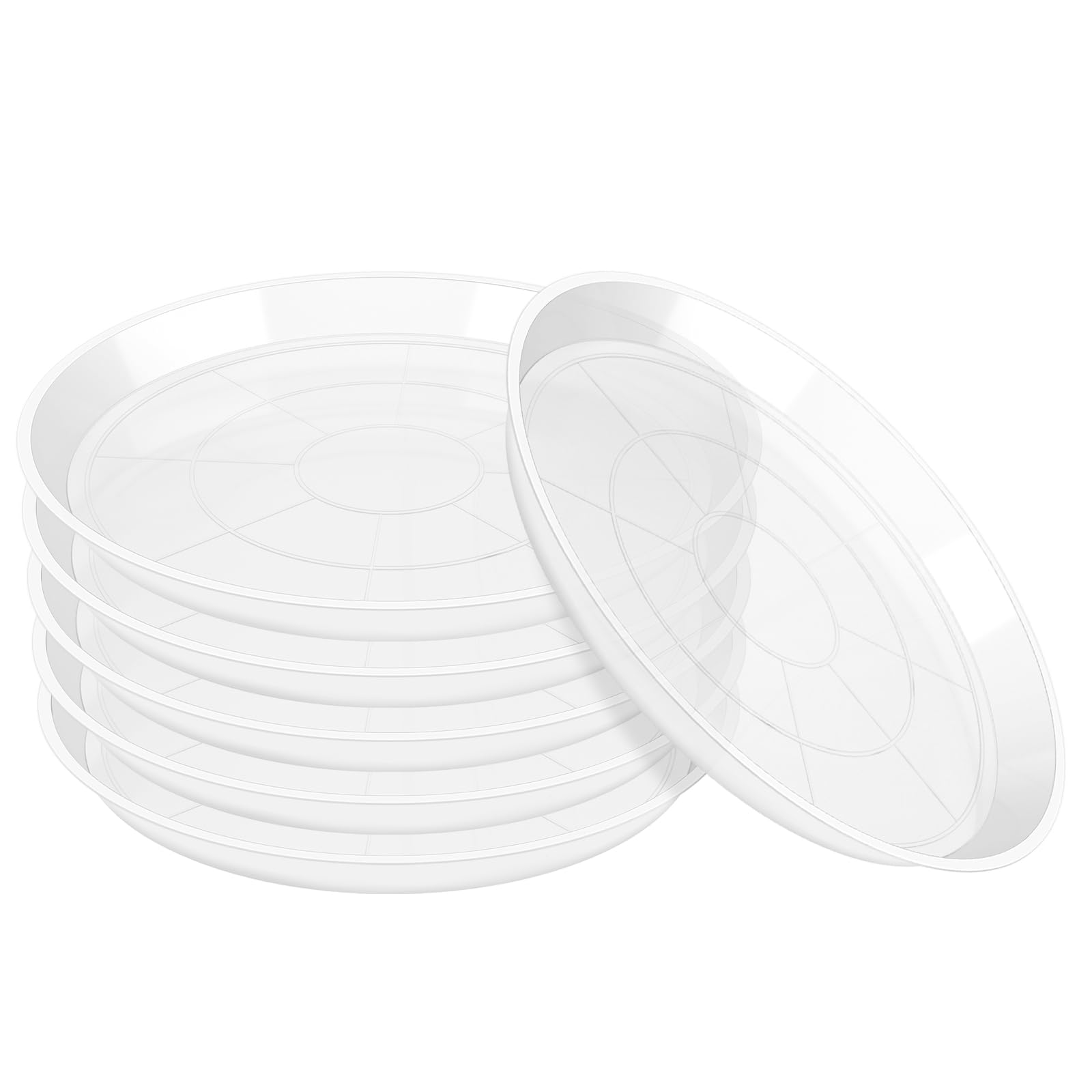 Oupsaui clear plant saucer 6-inch pack for indoor pots, prevents spills and keeps surfaces clean.