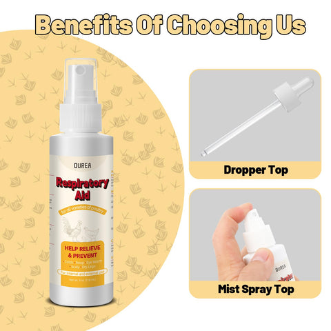 Spray application of OUREA Respiratory Aid on poultry.