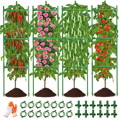 OUREST four-pack tomato cage assembly in garden for sturdy staking