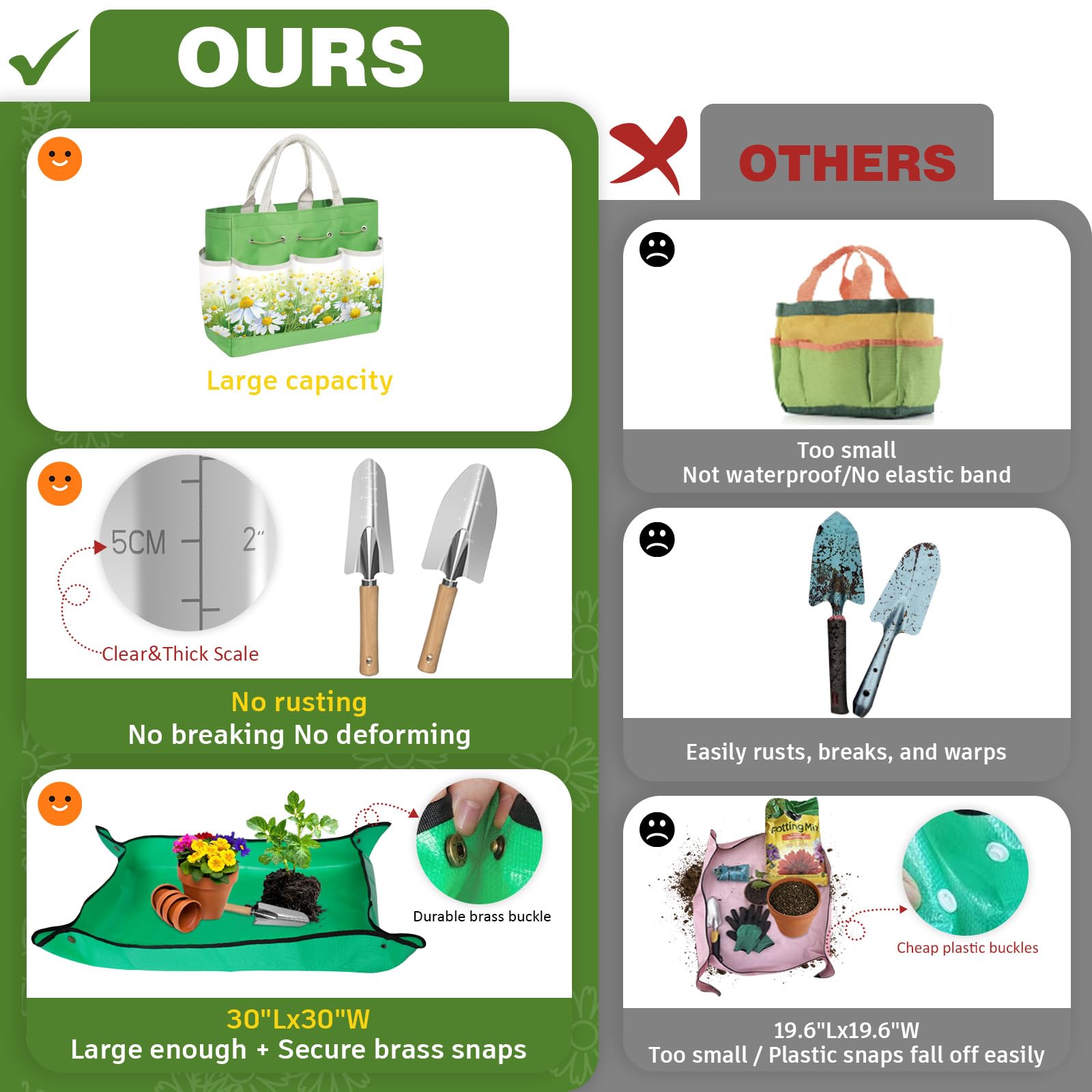 OUREST garden trowel ideal for digging, transplanting, and soil turning.