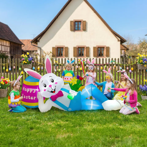 OurWarm weatherproof polyester bunny endures outdoor use without fading.