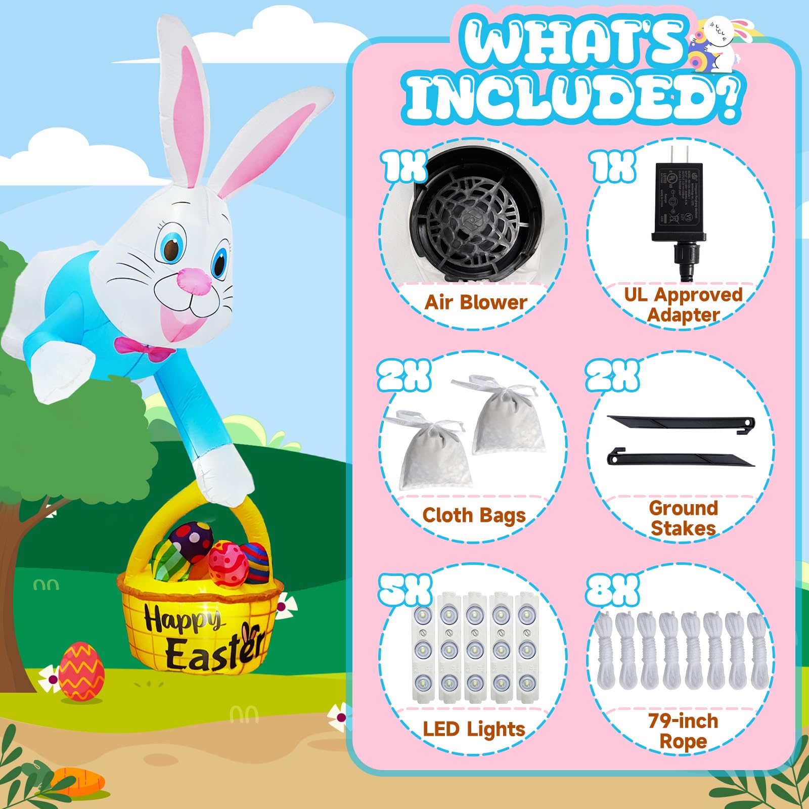 OurWarm inflatables include stakes and tethers for stable installation.