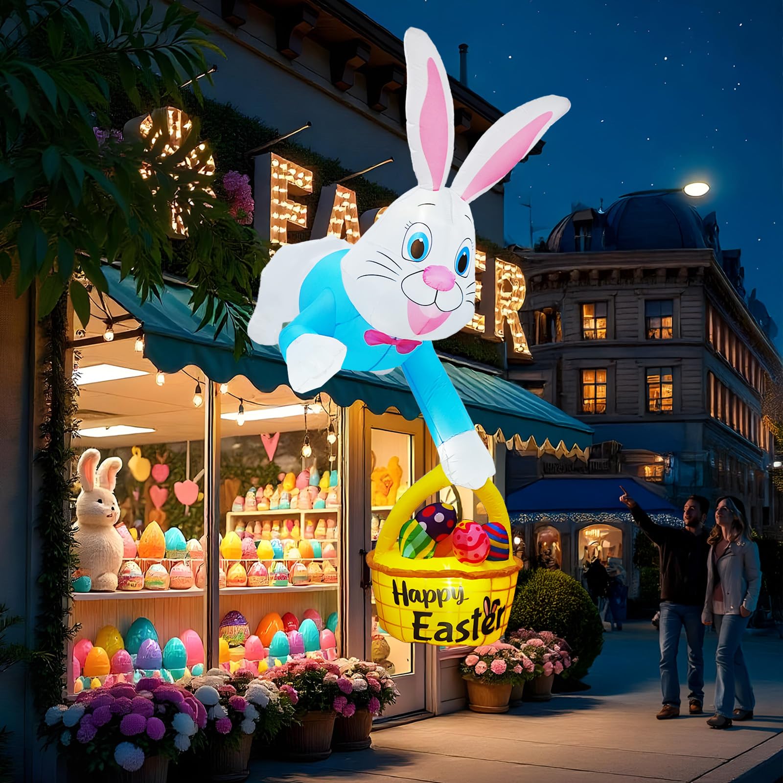 OurWarm Easter inflatable with built-in LEDs boosts nighttime visibility and charm.