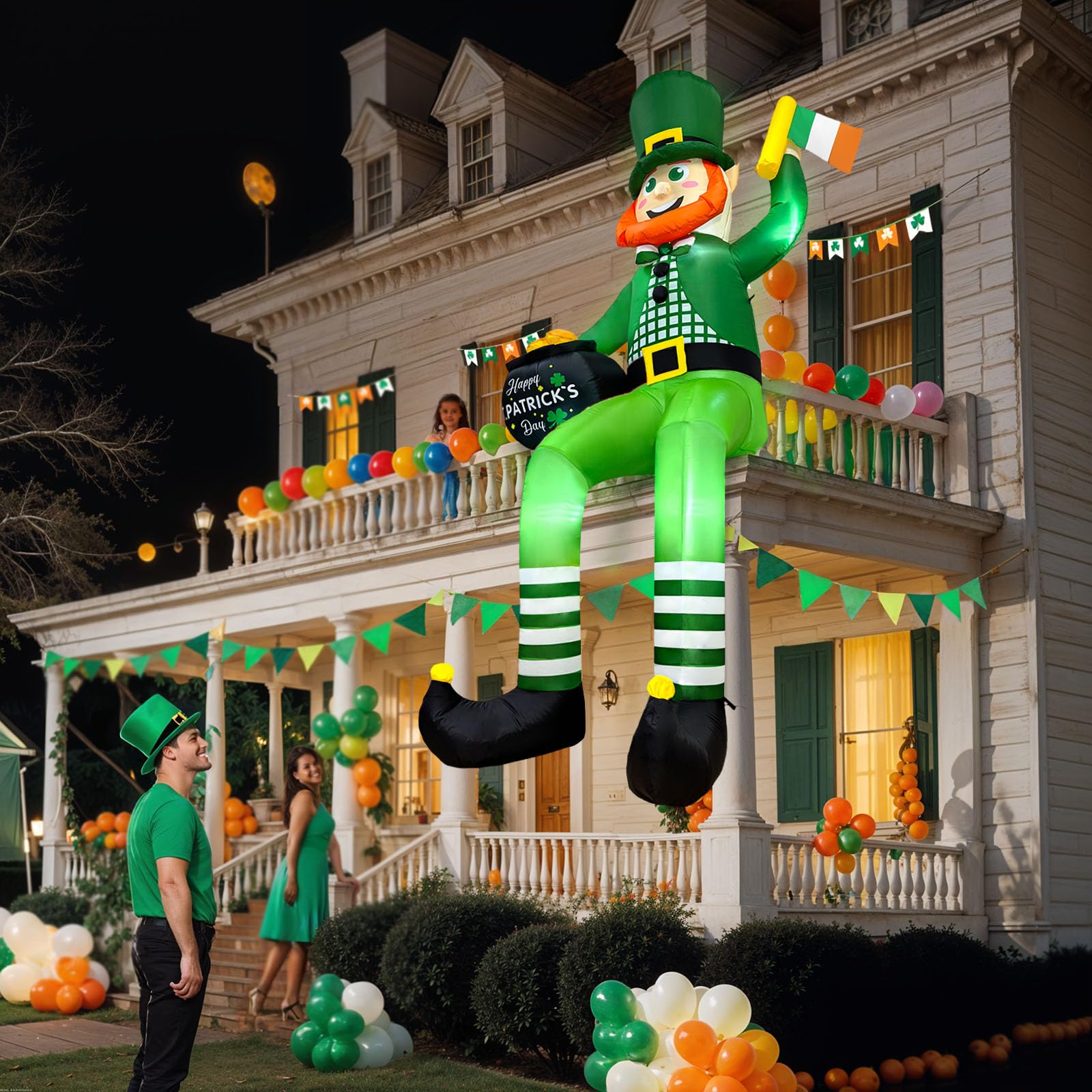 OurWarm leprechaun inflatable holding gold jar for festive charm