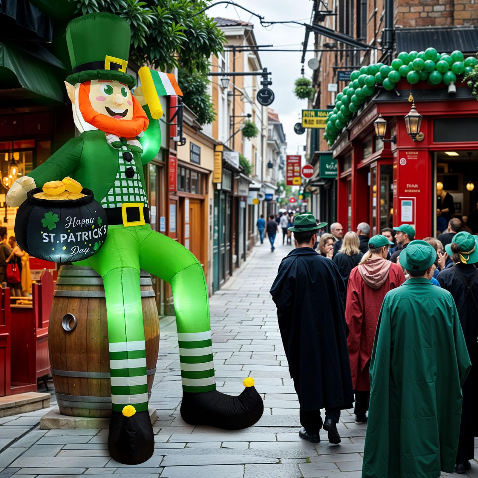 OurWarm sitting leprechaun inflatable for porch or garden seating