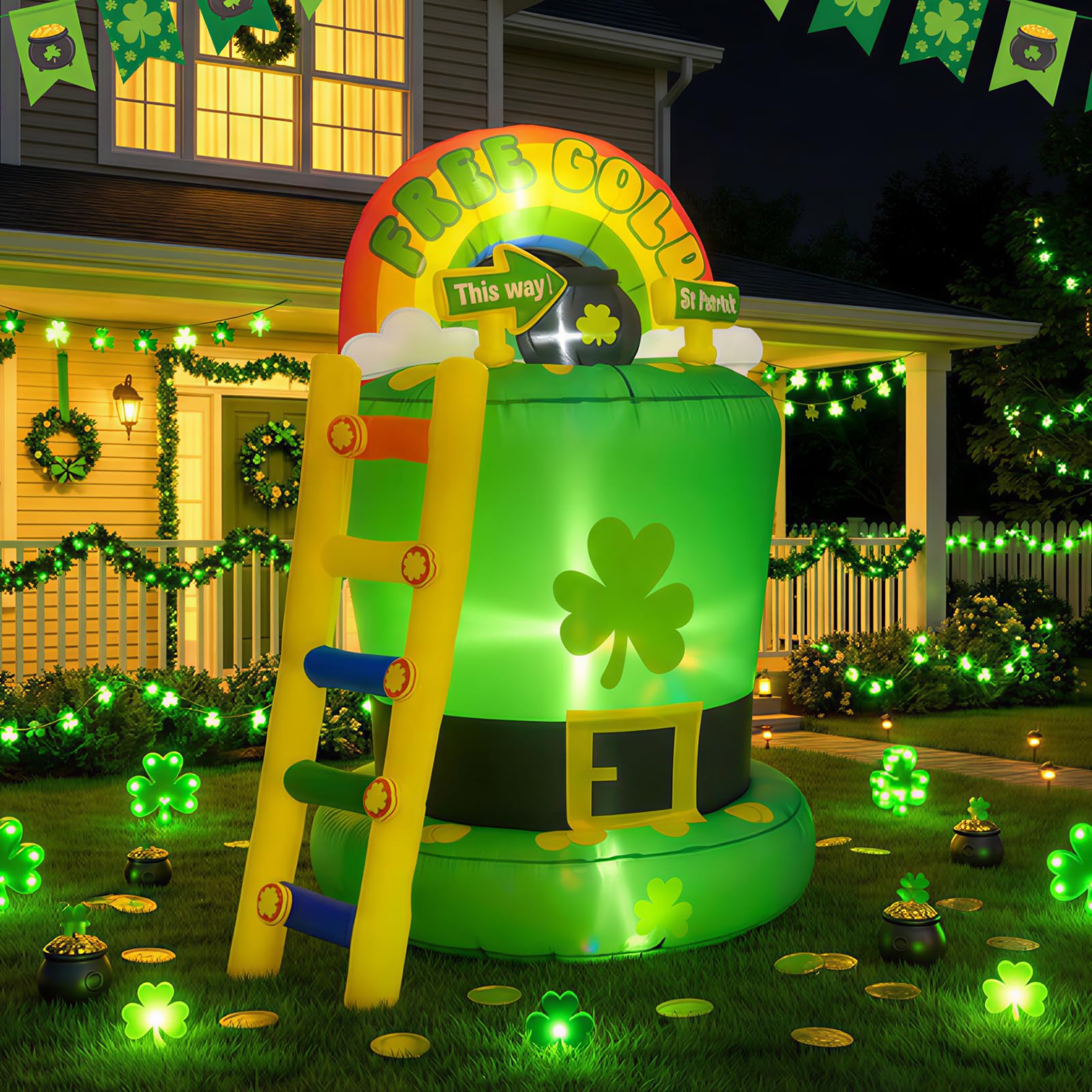 OurWarm leprechaun trap inflatable on full outdoor display boosts visibility for St. Patrick's Day