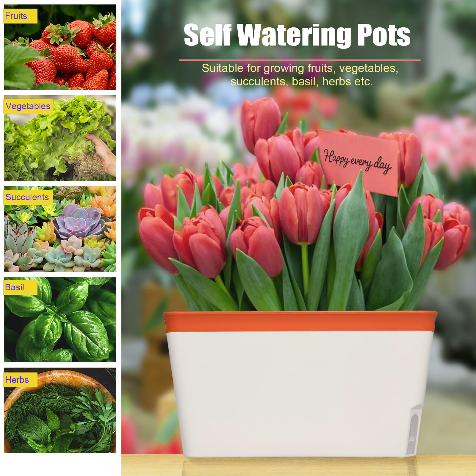 OurWarm rectangular planters in coffee orange and green for stylish indoor use