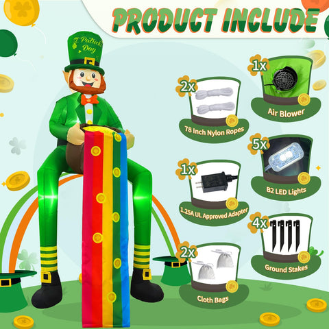 OurWarm sitting leprechaun inflatable in a garden or yard