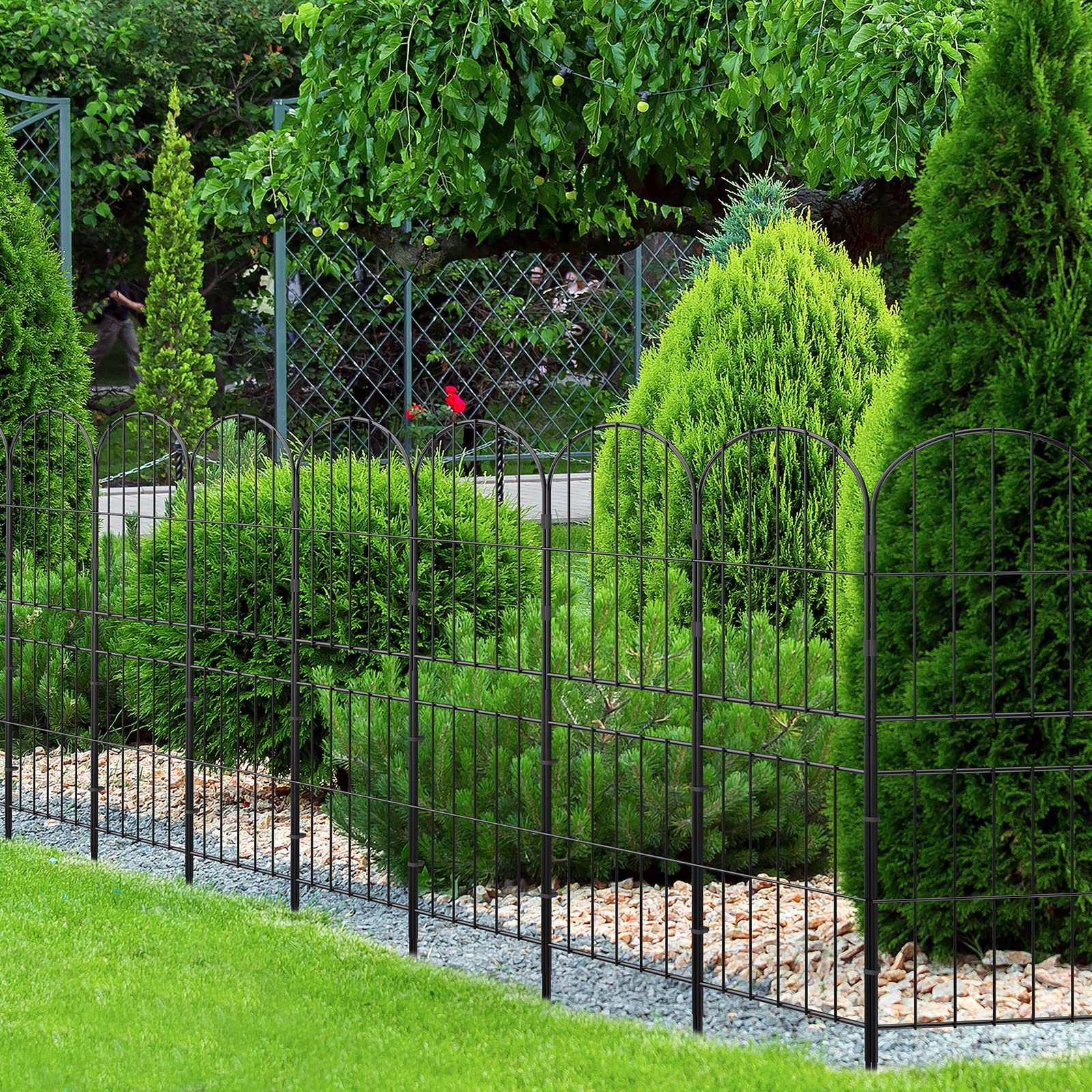 OUSHENG arched fence panels suit patios, lawns, and flower beds.