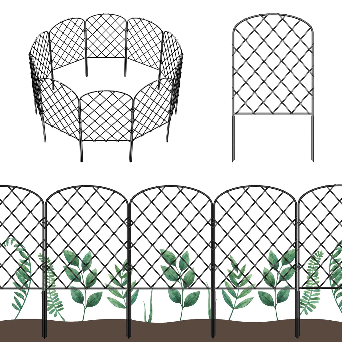 OUSHENG arched garden fence panel for patios protects plants and adds decorative charm.