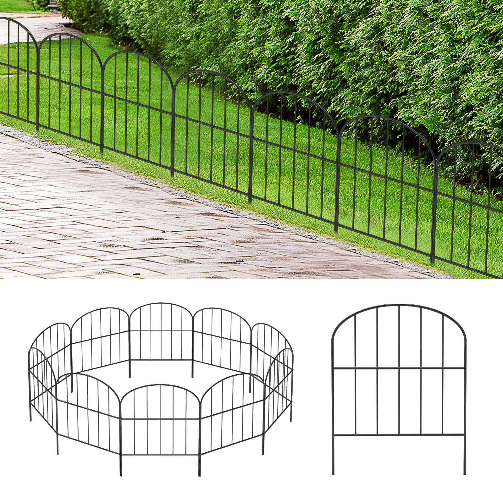 OUSHENG arched garden fence panel enhances decorative edging while protecting plants.