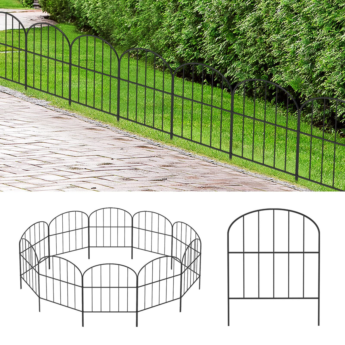 OUSHENG arched garden fence panel enhances decorative edging while protecting plants.