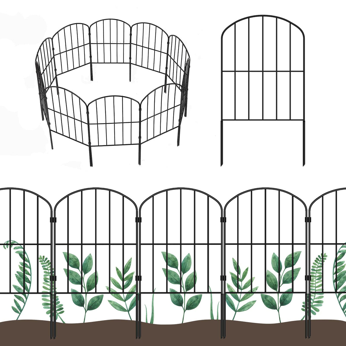 OUSHENG decorative garden fence with arched panels enhances borders and curb appeal.