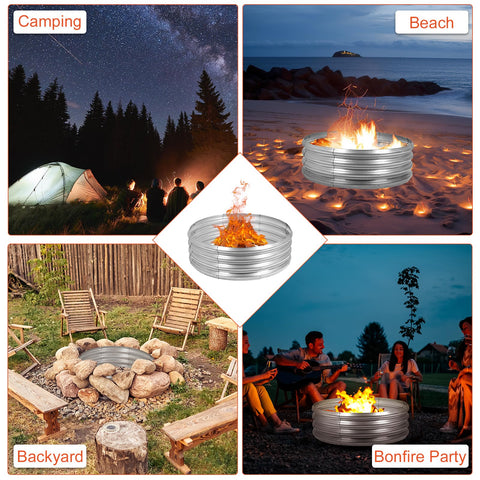 OUSHENG disassembled panels of the fire pit ring for easy storage.