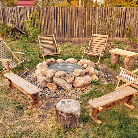 OUSHENG fire pit ring thickness close-up shows robust 0.8mm galvanized steel.