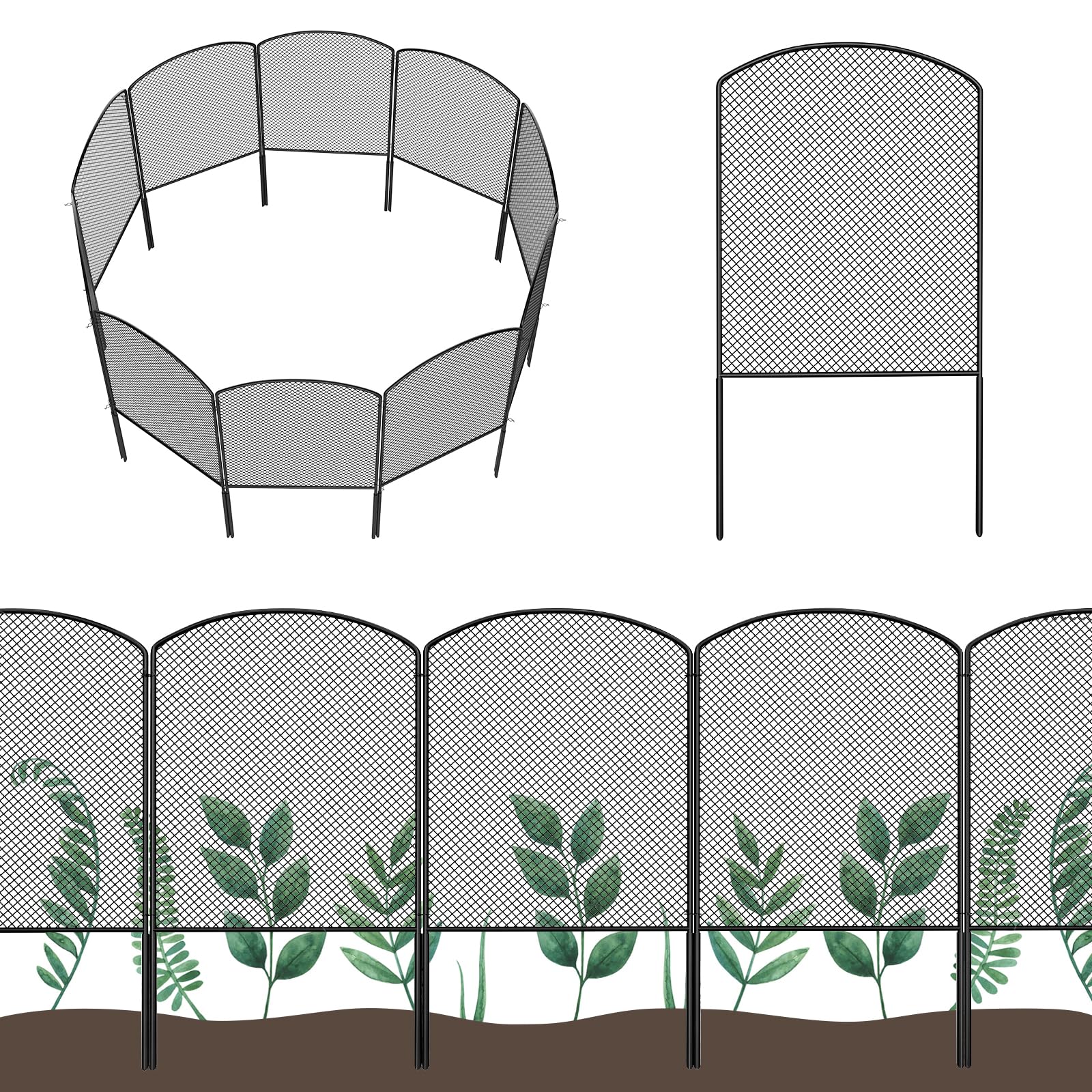 OUSHENG mesh fence with arched design blocks small animals near plants