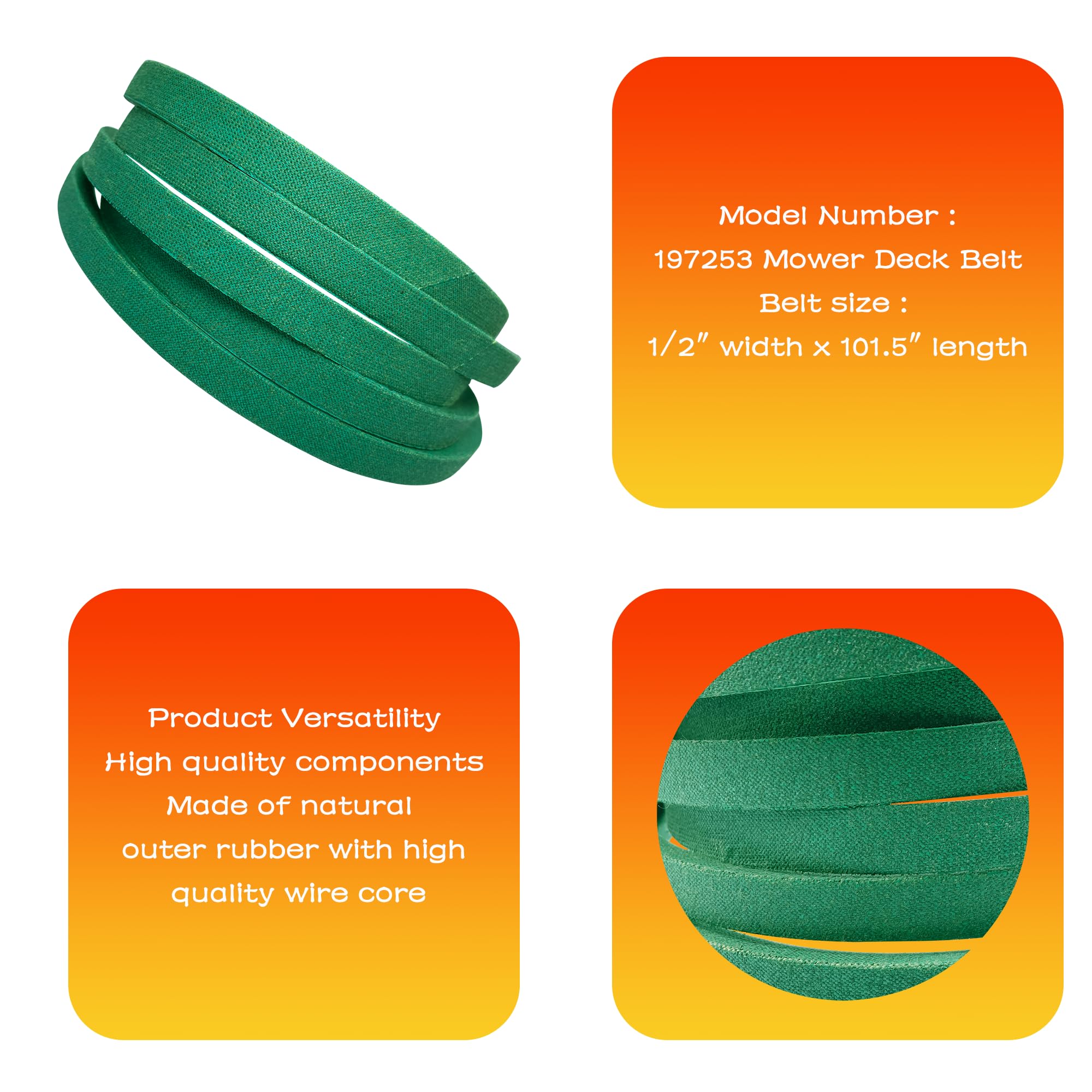 OUSTUE belt cross-section reveals synthetic rubber for wear resistance
