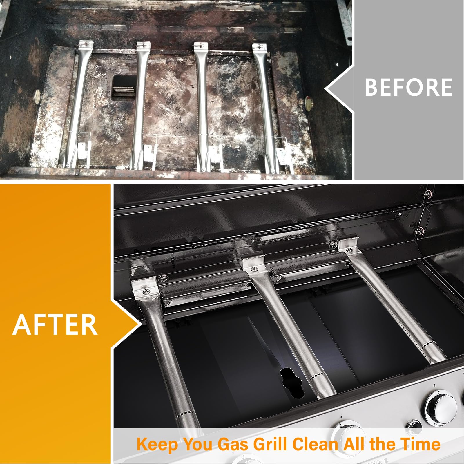 Outage grease tray installs in minutes for easy setup.