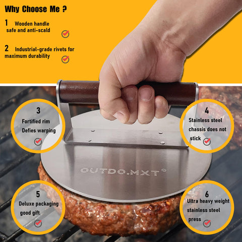 OUTDO.MXT bacon-ready press helps flatten bacon for crisp, even cooking