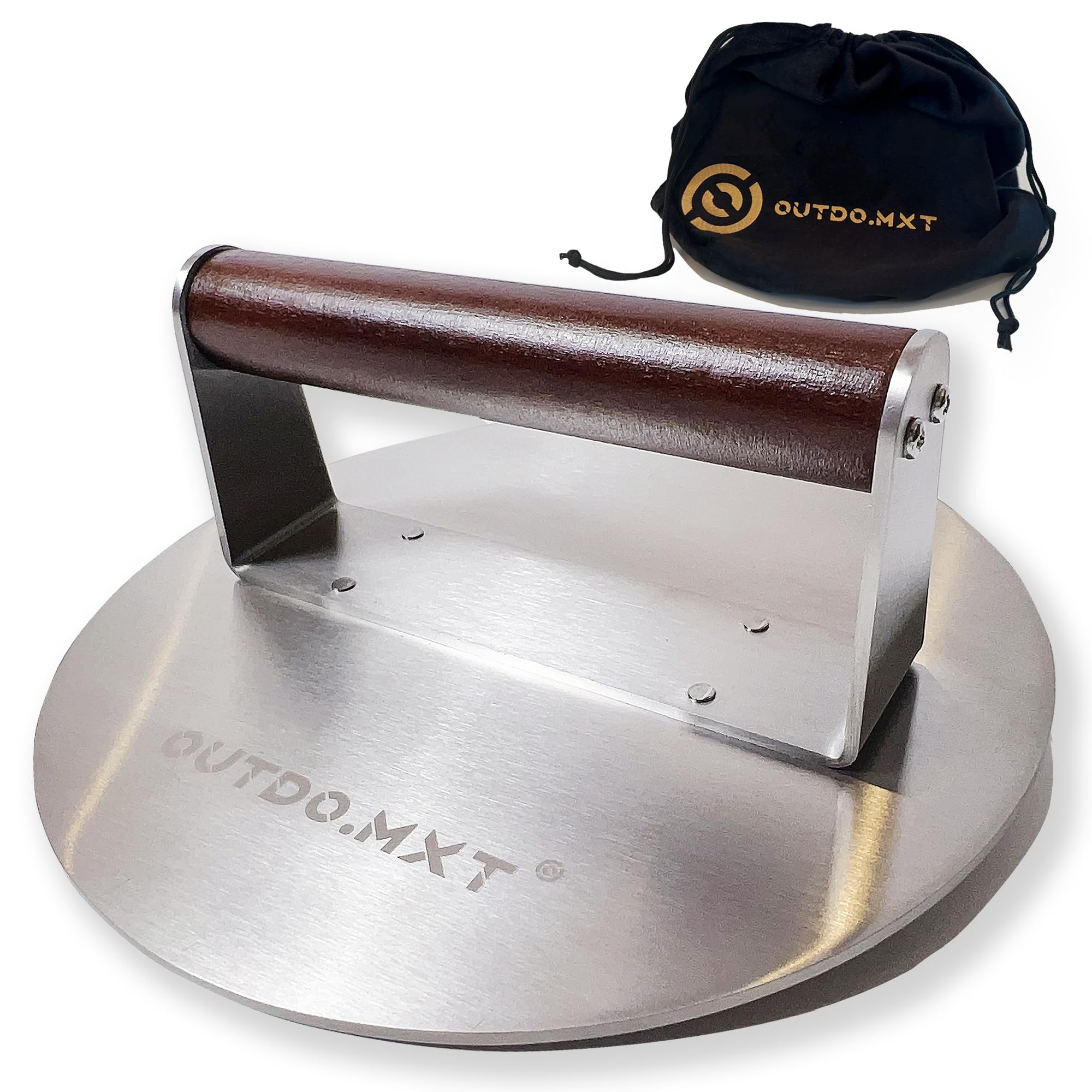 OUTDO.MXT stainless steel 8.5-inch smash burger press for even patty formation