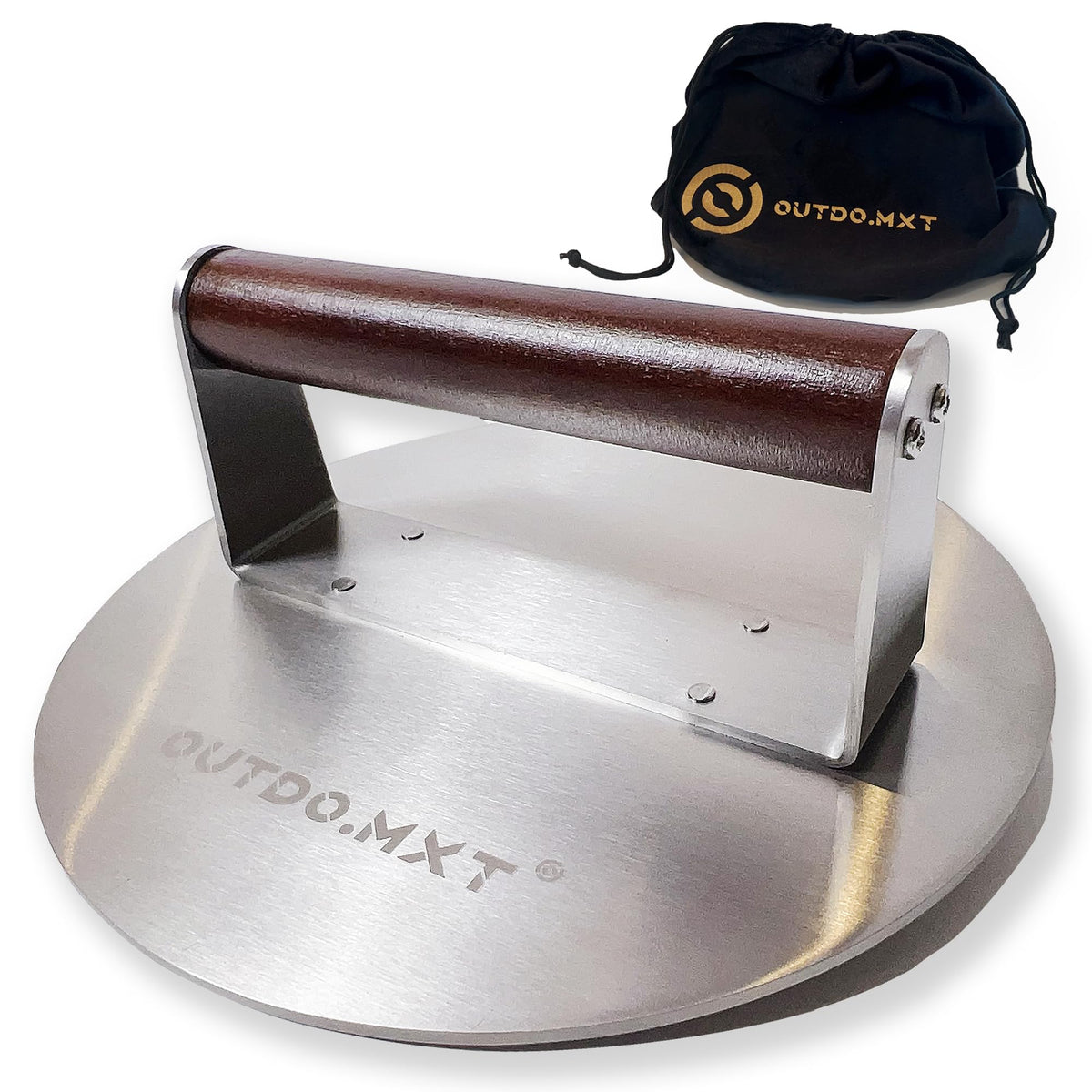 OUTDO.MXT stainless steel 8.5-inch smash burger press for even patty formation