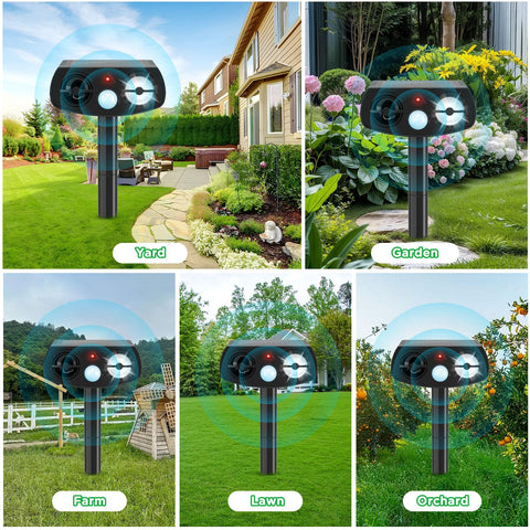 Outdoll pest deterrent in action deters raccoons and rabbits near yards