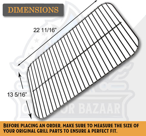 Outdoor Bazaar Expert Grill grid dimensions 22 11/16 by 13 5/16 inches