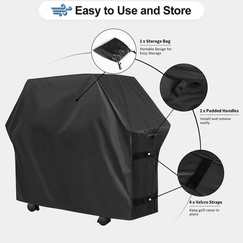 OutdoorLines grill cover padded handles make on-off removal easy.