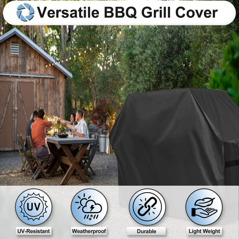 OutdoorLines grill cover with UV-resistant coating shields sunshine damage.