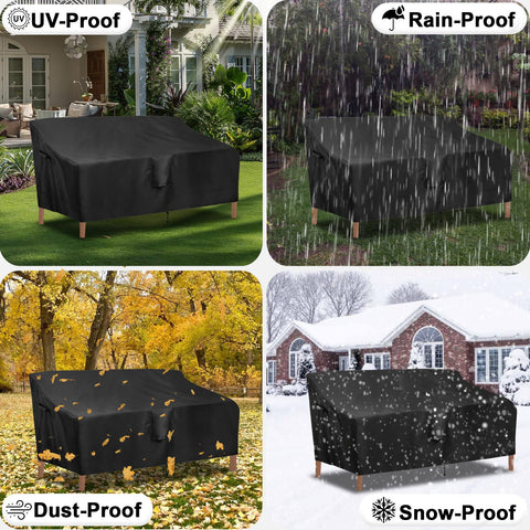 OutdoorLines weatherproof couch cover resists snow, rain and sun exposure.