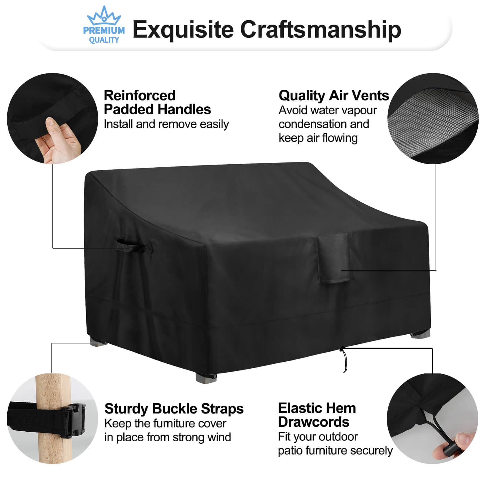 OutdoorLines universal black cover enhances patio look while protecting furniture.