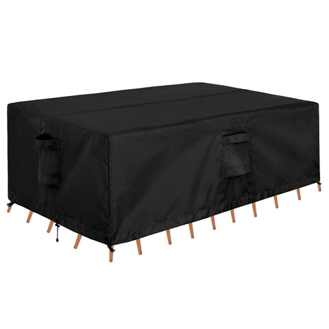 OutdoorLines rectangle patio cover protects 90L x 64W x 28H furniture from rain and UV.