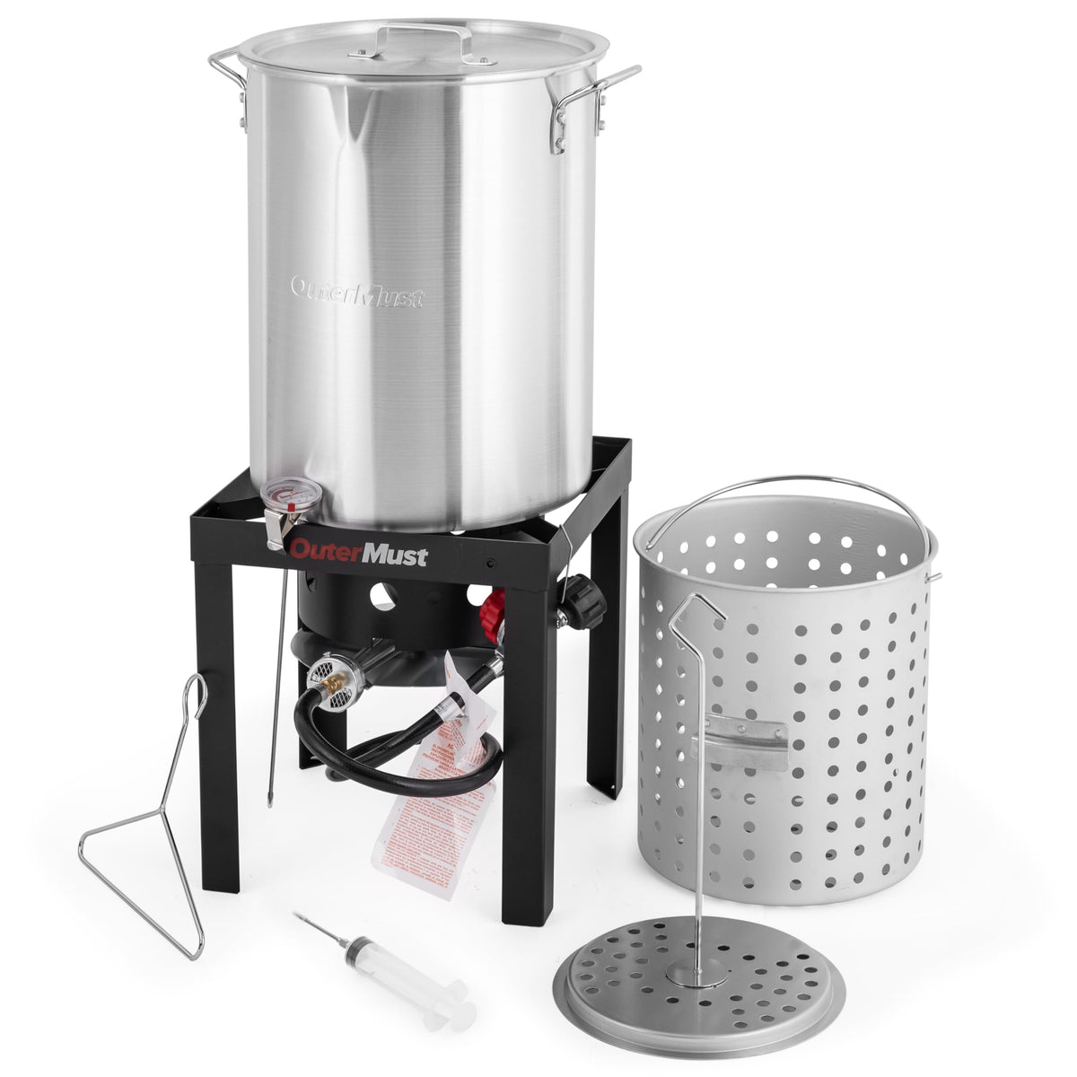 OuterMust 30 QT fryer pot for efficient outdoor cooking and easy cleanup after feasts.
