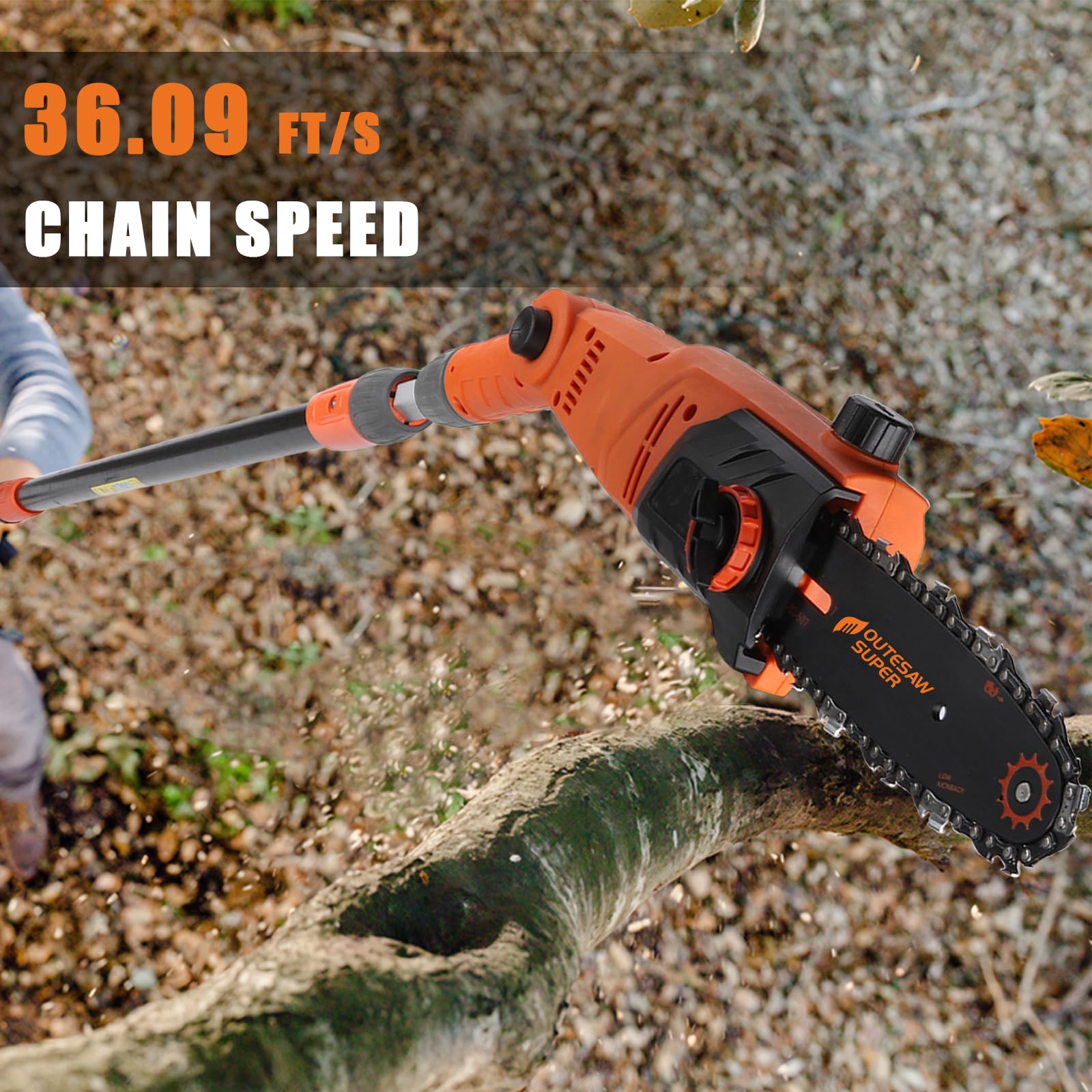 OUTESAWSUPER pole saw reaches up to 9.2 feet for tall branches